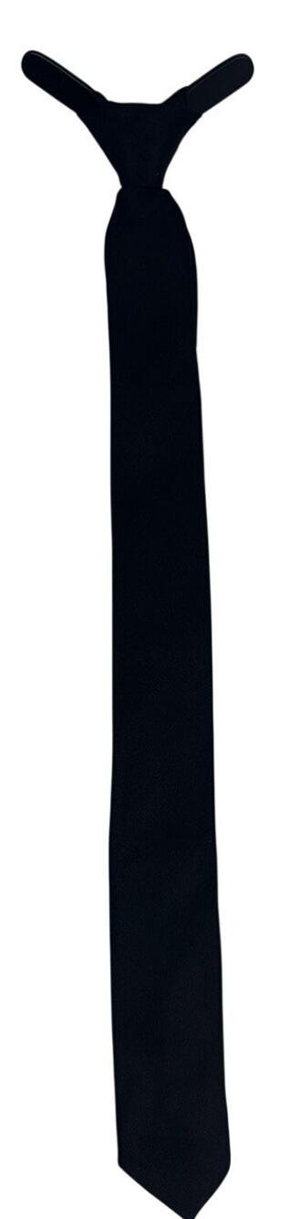 Vintage 60s Boys Black Silk Pre-Tied Skinny Necktie 15” Formal